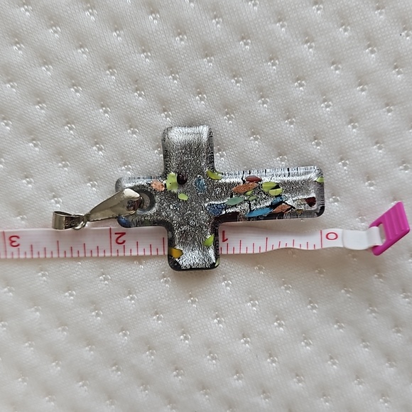 Vintage Glasswork Cross Pendant and Earring Set - Picture 7 of 7